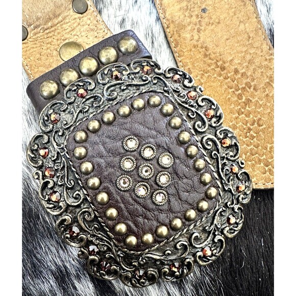 Statement LeatheRock Belt Studs Crystals Leather *Read 32-36.5\